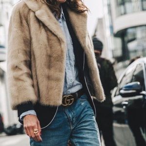 NWT Forever21 Taupe Faux Fur Coat